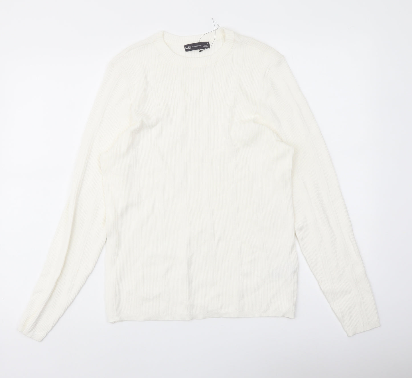 Marks and Spencer Womens Ivory Crew Neck Paisley Viscose Pullover Jumper Size 18