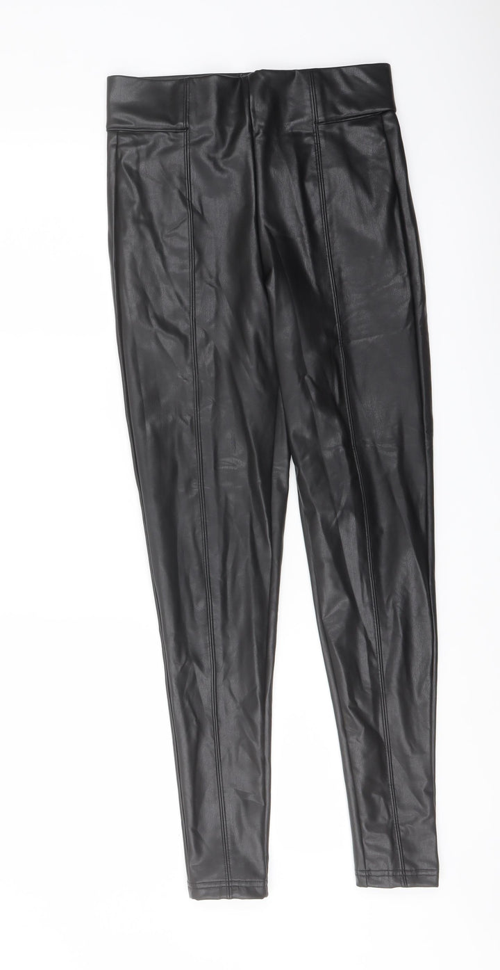 Marks and Spencer Womens Black Polyester Trousers Size 8 L27 in Regular