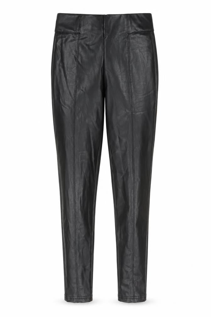 Front view of Marks & Spencer women’s black polyester trousers, size UK 8, 27-inch leg regular