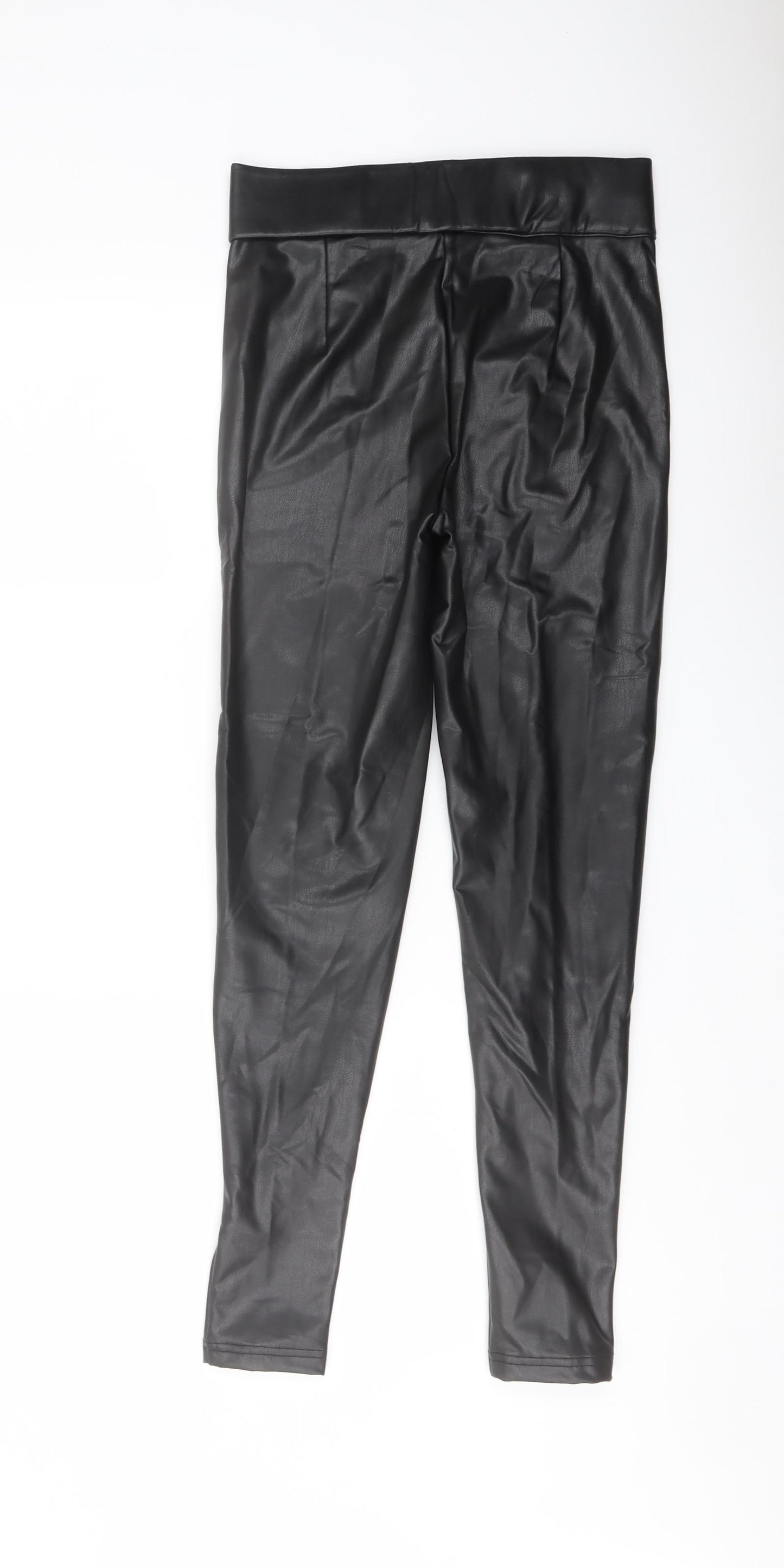Marks and Spencer Womens Black Polyester Trousers Size 8 L27 in Regular