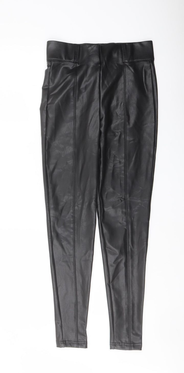 Marks and Spencer Womens Black Polyester Trousers Size 8 L27 in Regular