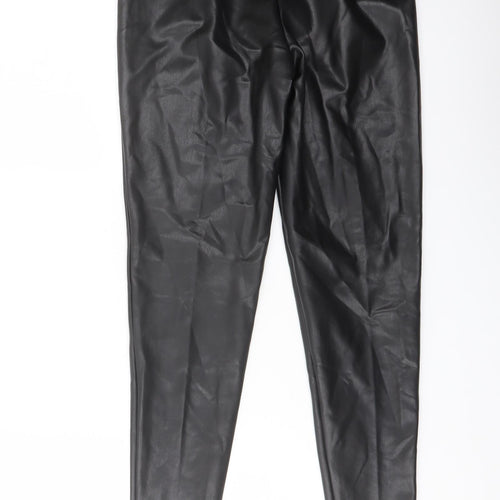 Marks and Spencer Womens Black Polyester Trousers Size 8 L27 in Regular