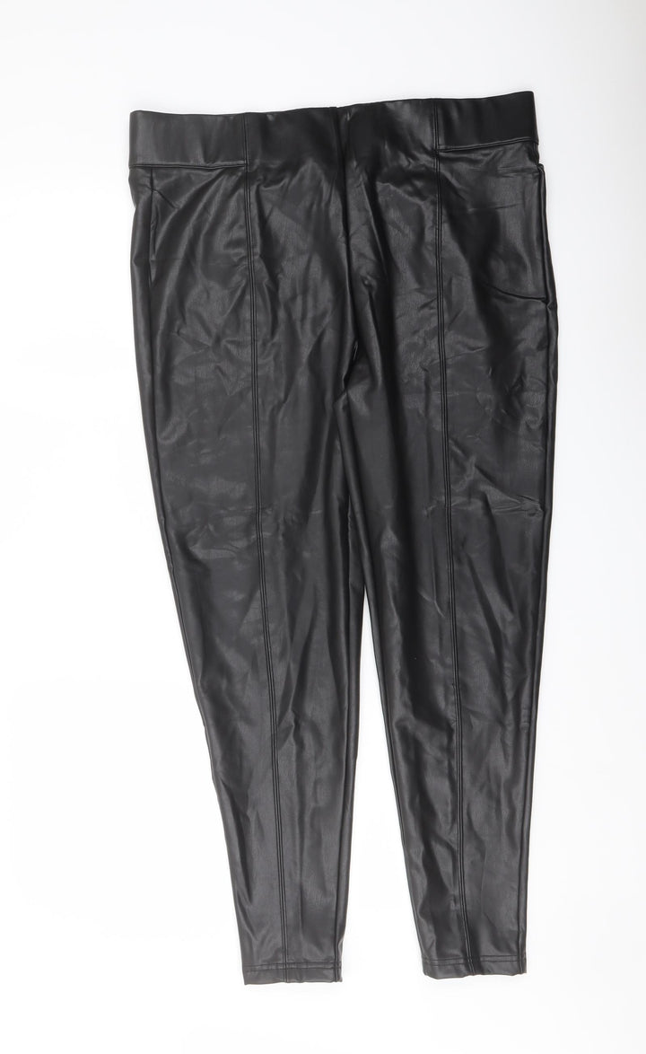 Marks and Spencer Womens Black Polyester Trousers Size 18 L27 in Regular