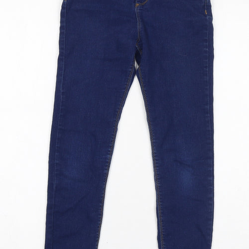 Denim & Co. Girls Blue Cotton Skinny Jeans Size 9-10 Years L23 in Regular Zip