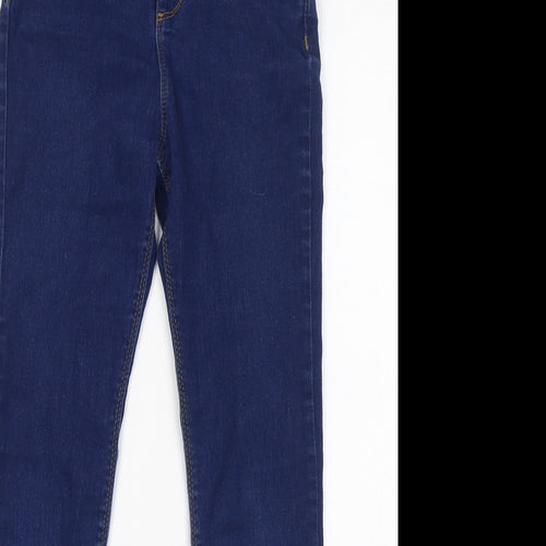 Denim & Co. Girls Blue Cotton Skinny Jeans Size 9-10 Years L23 in Regular Zip