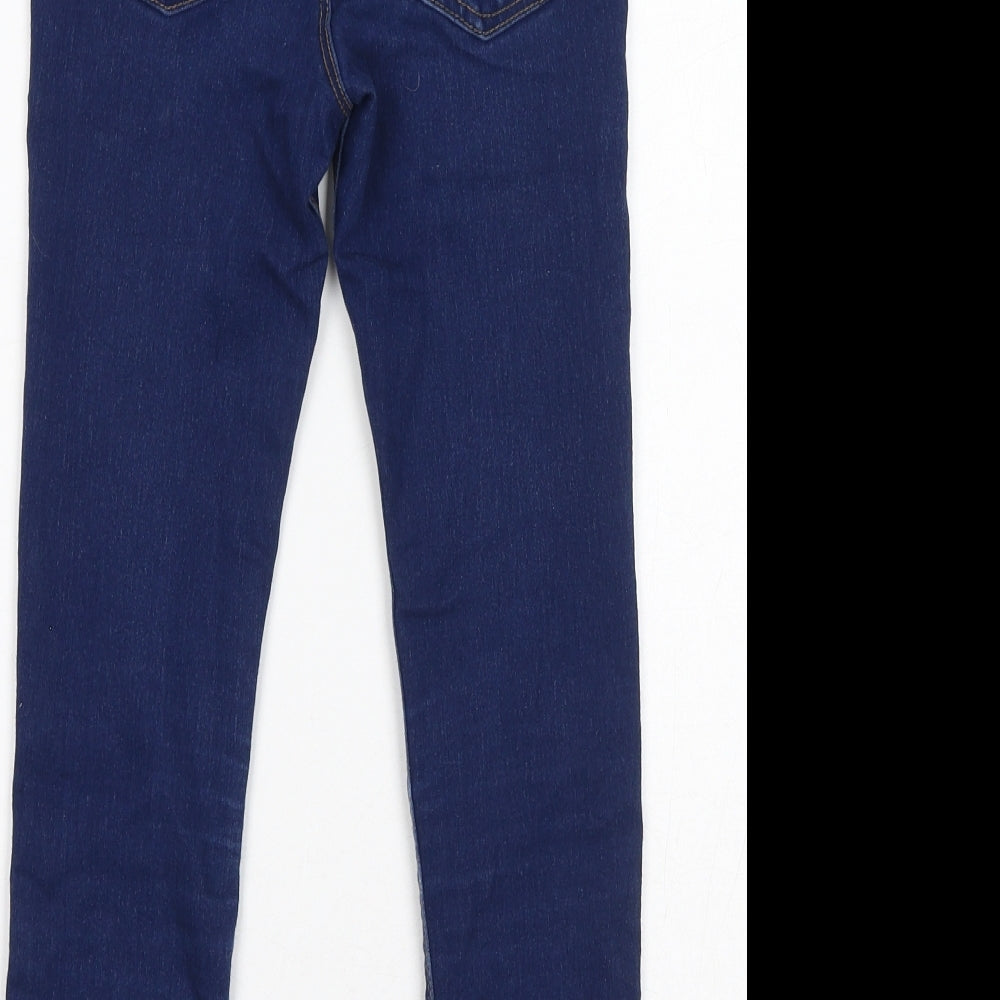 Denim & Co. Girls Blue Cotton Skinny Jeans Size 9-10 Years L23 in Regular Zip