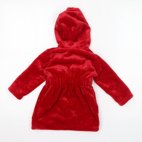 Disney Baby Red Solid Polyester Robe Gown Size 9-12 Months Tie - Minnie Mouse