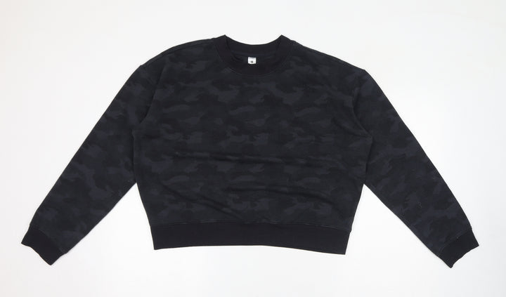 Reflex Womens Black Camouflage Polyester Pullover Sweatshirt Size XL Pullover - Cropped