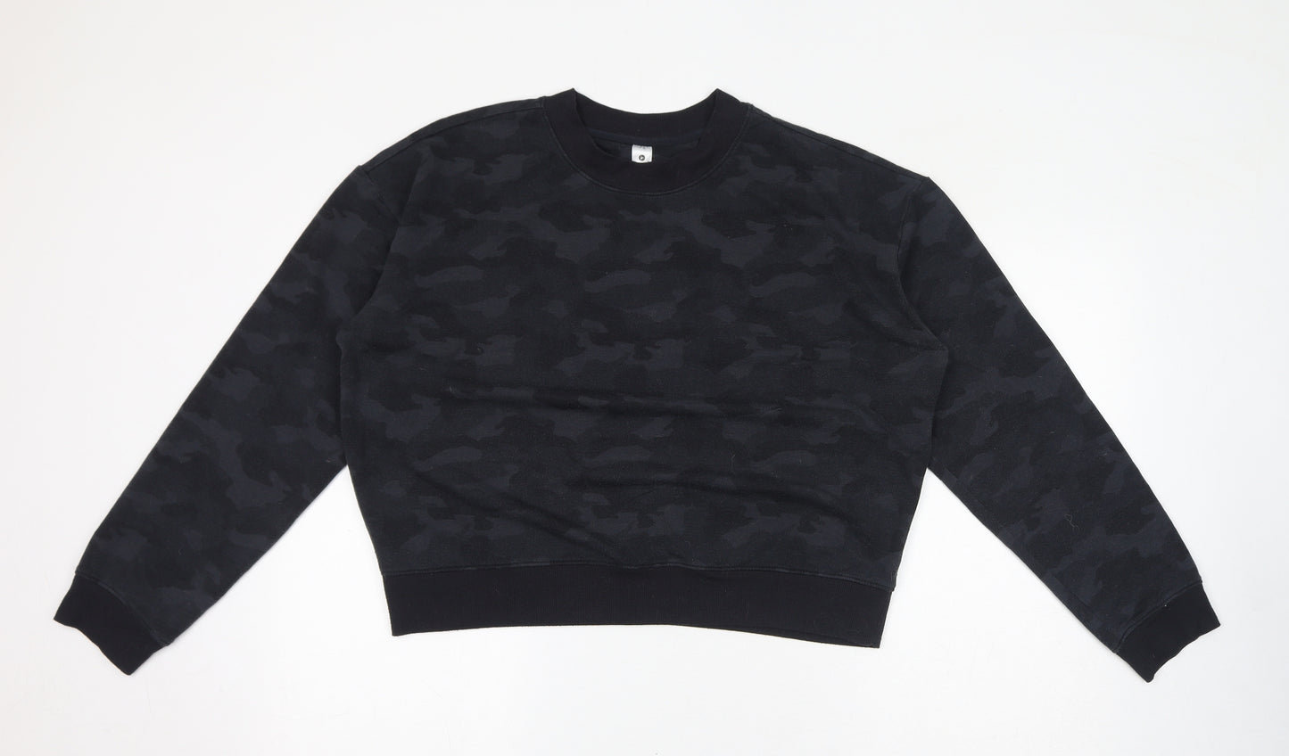 Reflex Womens Black Camouflage Polyester Pullover Sweatshirt Size XL Pullover - Cropped