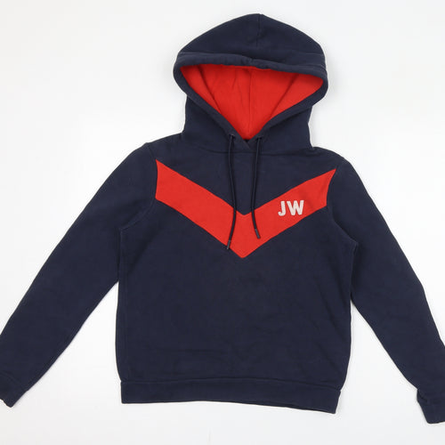 Jack Wills Womens Blue Colourblock Cotton Pullover Hoodie Size 6 Pullover - Logo