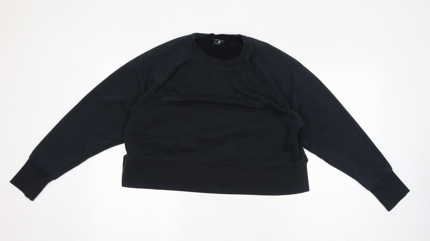 Nike Womens Black Polyester Pullover Sweatshirt Size S Pullover - Embossed Logo, Cropped