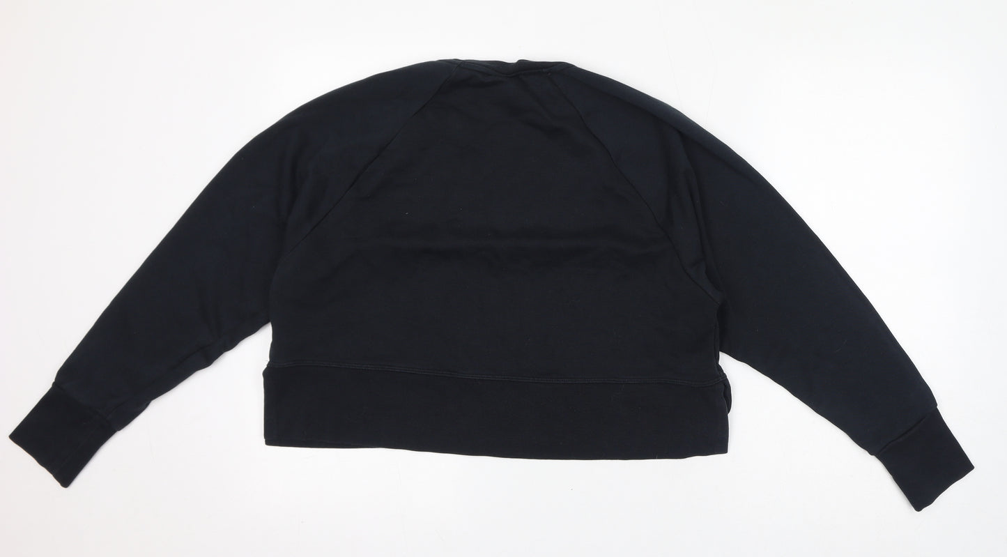 Nike Womens Black Polyester Pullover Sweatshirt Size S Pullover - Embossed Logo, Cropped