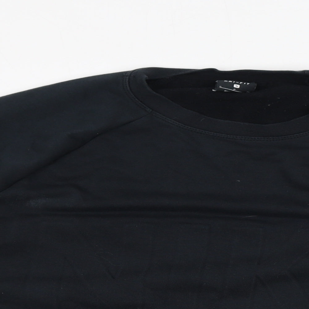 Nike Womens Black Polyester Pullover Sweatshirt Size S Pullover - Embossed Logo, Cropped
