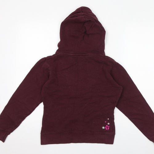 Animal Womens Purple Cotton Pullover Hoodie Size 8 Pullover - Embroidered Logo, Flowers