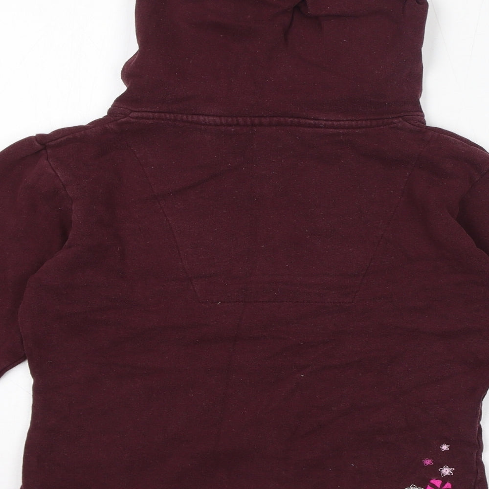 Animal Womens Purple Cotton Pullover Hoodie Size 8 Pullover - Embroidered Logo, Flowers