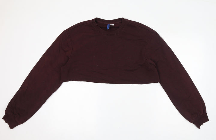 Divided by H&M Womens Red Polyester Pullover Sweatshirt Size M Pullover - Cropped