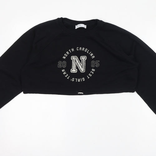 Bershka Womens Black Cotton Pullover Sweatshirt Size XS Pullover - Cropped, North Carolina 2005