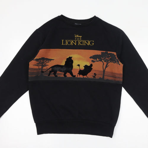 Disney Womens Black Cotton Pullover Sweatshirt Size XS Pullover - Sunset, Simba, The Lion King, Velvet Silhouettes