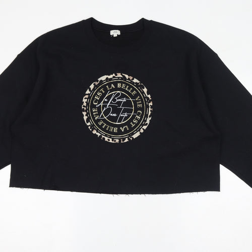 River Island Womens Black Polyester Pullover Sweatshirt Size M Pullover - La Beaute Dans Toute, Cropped