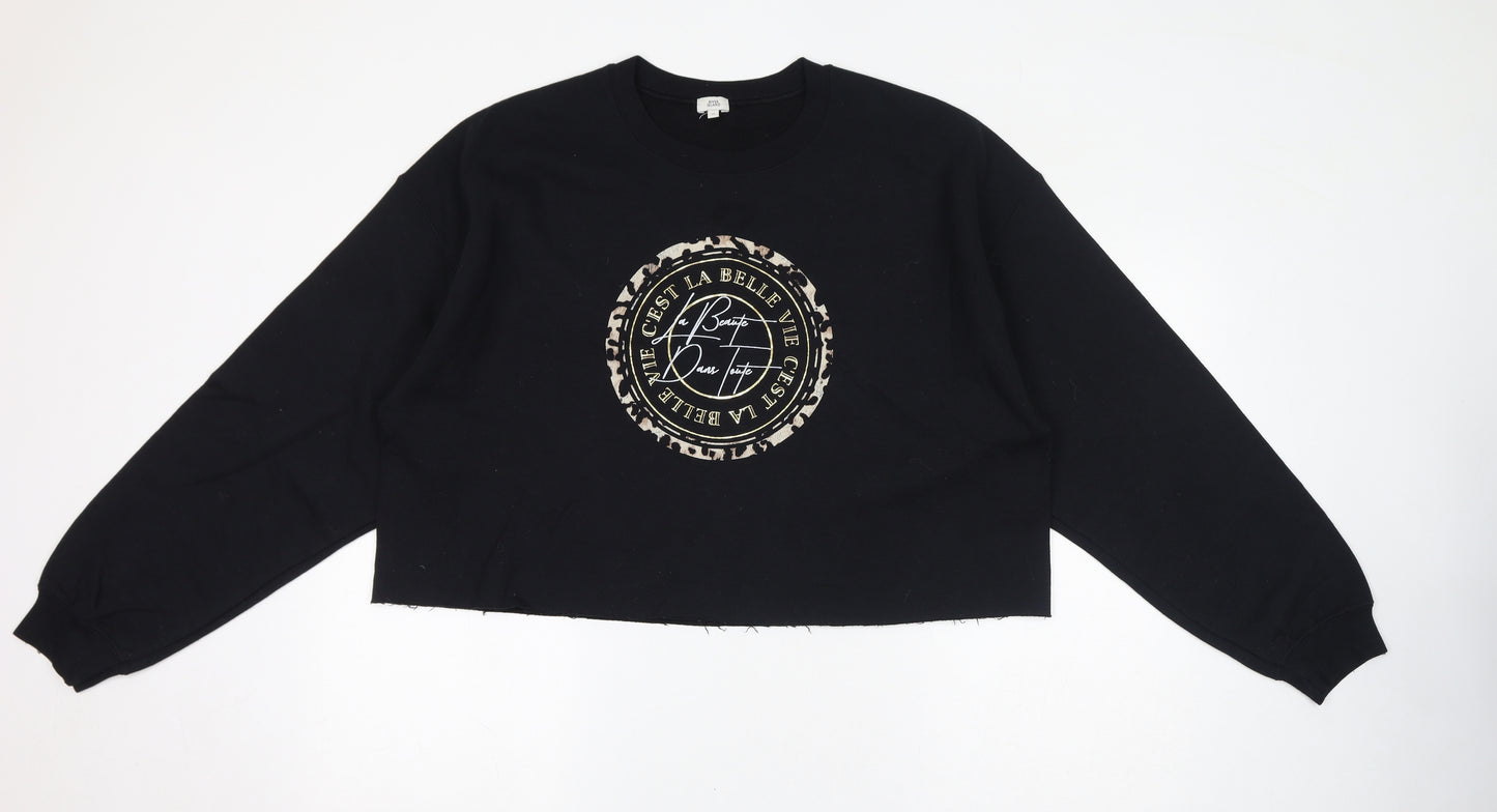River Island Womens Black Polyester Pullover Sweatshirt Size M Pullover - La Beaute Dans Toute, Cropped