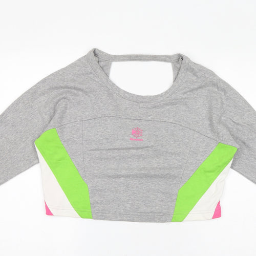 Reebok Womens Grey Colourblock Cotton Pullover Sweatshirt Size 8 Pullover - Size 8-10