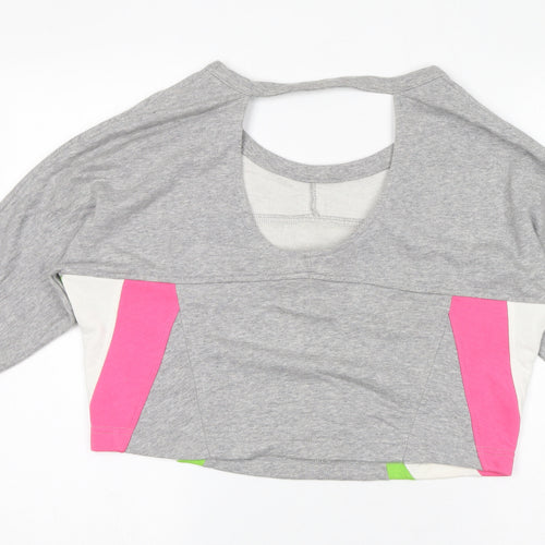 Reebok Womens Grey Colourblock Cotton Pullover Sweatshirt Size 8 Pullover - Size 8-10
