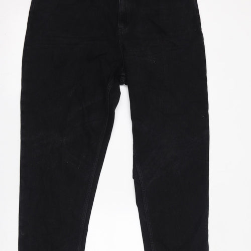 Monki Womens Black Cotton Straight Jeans Size 38 in L30 in Regular Zip