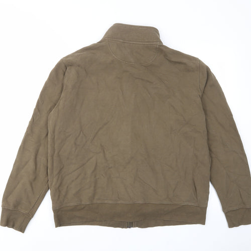 Marks and Spencer Mens Green Cotton Full Zip Sweatshirt Size XL - Pockets