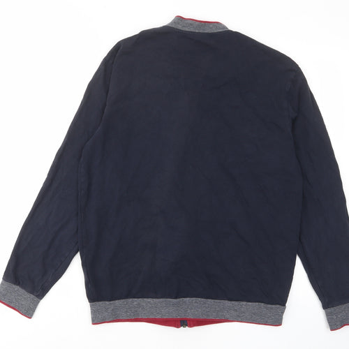 HUGO BOSS Mens Blue Cotton Full Zip Sweatshirt Size M - Logo, Pockets