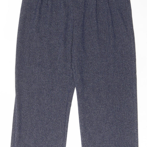 NEXT Womens Blue Polyester Trousers Size 16 L30 in Regular Hook & Eye - Pleated, Belted, Pockets