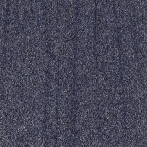 NEXT Womens Blue Polyester Trousers Size 16 L30 in Regular Hook & Eye - Pleated, Belted, Pockets