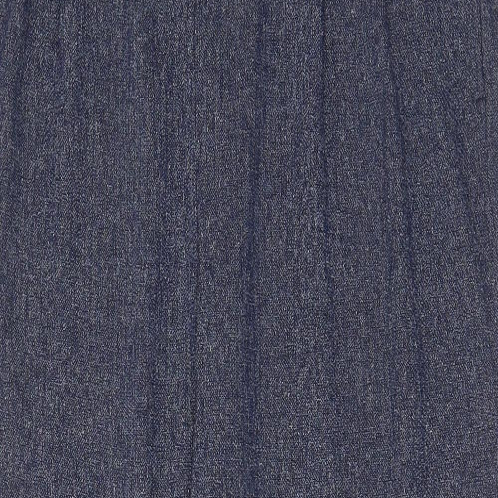 NEXT Womens Blue Polyester Trousers Size 16 L30 in Regular Hook & Eye - Pleated, Belted, Pockets