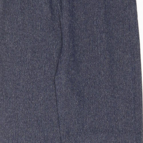 NEXT Womens Blue Polyester Trousers Size 16 L30 in Regular Hook & Eye - Pleated, Belted, Pockets