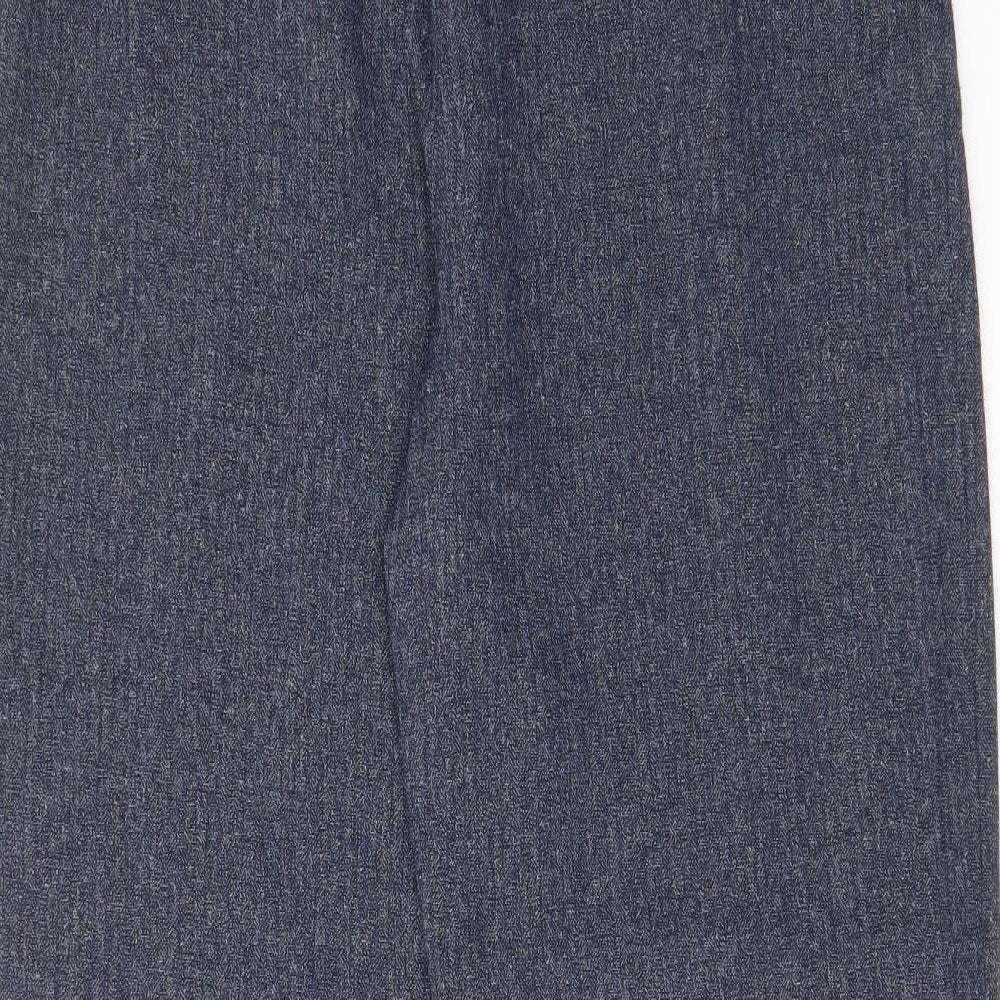 NEXT Womens Blue Polyester Trousers Size 16 L30 in Regular Hook & Eye - Pleated, Belted, Pockets