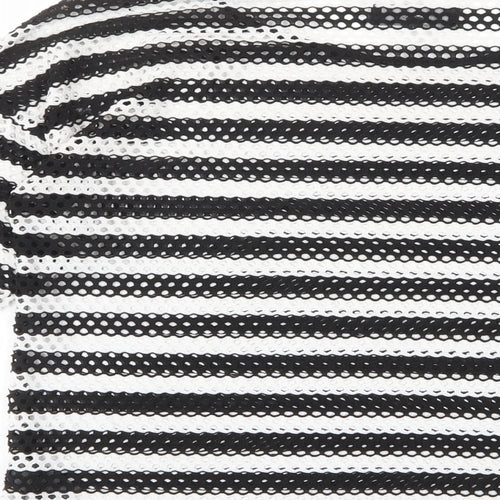NEXT Womens White Striped Polyester Basic T-Shirt Size 12 Crew Neck