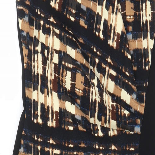 Anne Klein Womens Black Geometric Polyester Pencil Dress Size 12 Boat Neck Zip