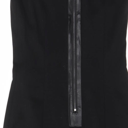 Anne Klein Womens Black Geometric Polyester Pencil Dress Size 12 Boat Neck Zip
