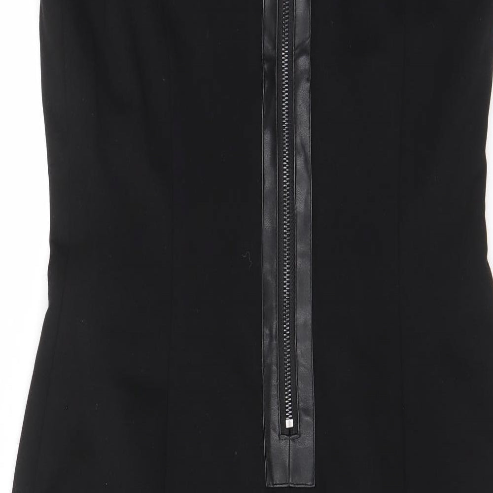 Anne Klein Womens Black Geometric Polyester Pencil Dress Size 12 Boat Neck Zip