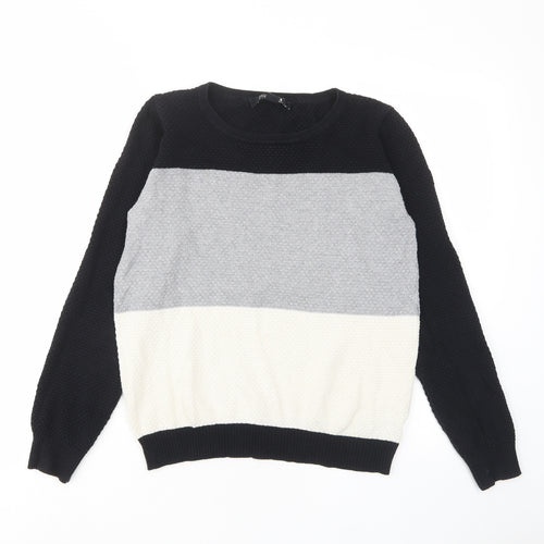 FOREVER 21 Womens Multicoloured Crew Neck Striped Cotton Pullover Jumper Size M
