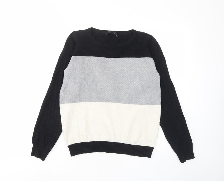 FOREVER 21 Womens Multicoloured Crew Neck Striped Cotton Pullover Jumper Size M