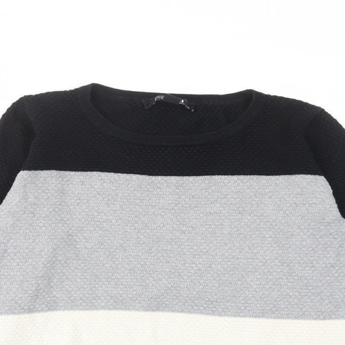 FOREVER 21 Womens Multicoloured Crew Neck Striped Cotton Pullover Jumper Size M