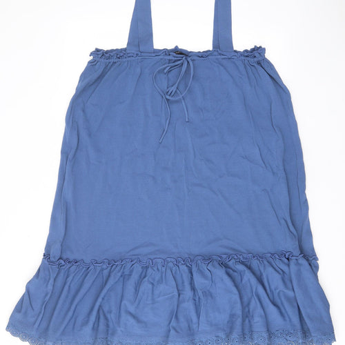 NEXT Womens Blue Viscose A-Line Size L Square Neck Pullover - Frill, Embroided