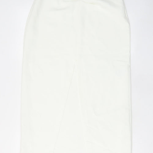 Zara Womens White Polyester A-Line Skirt Size S Zip - Slit