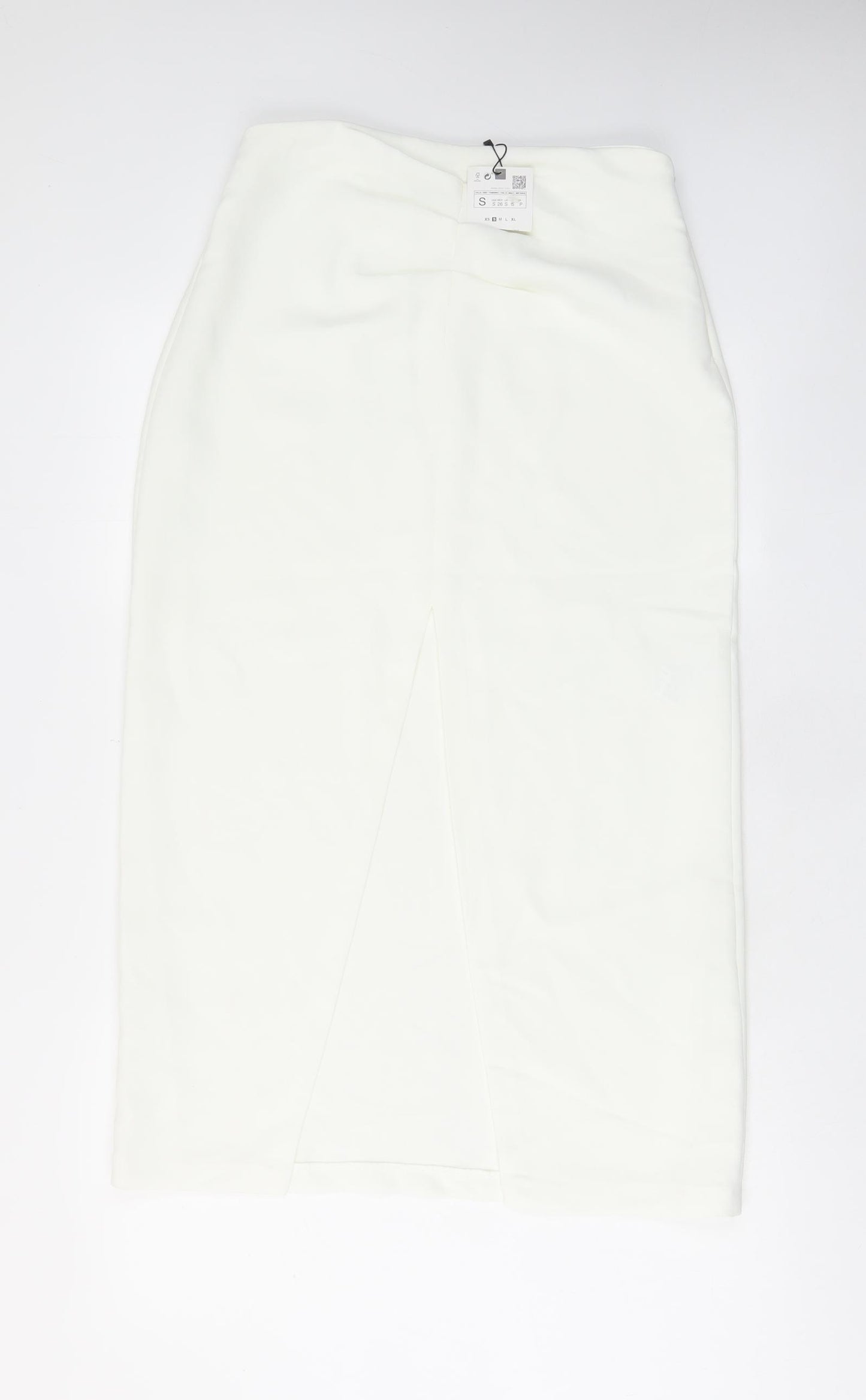 Zara Womens White Polyester A-Line Skirt Size S Zip - Slit