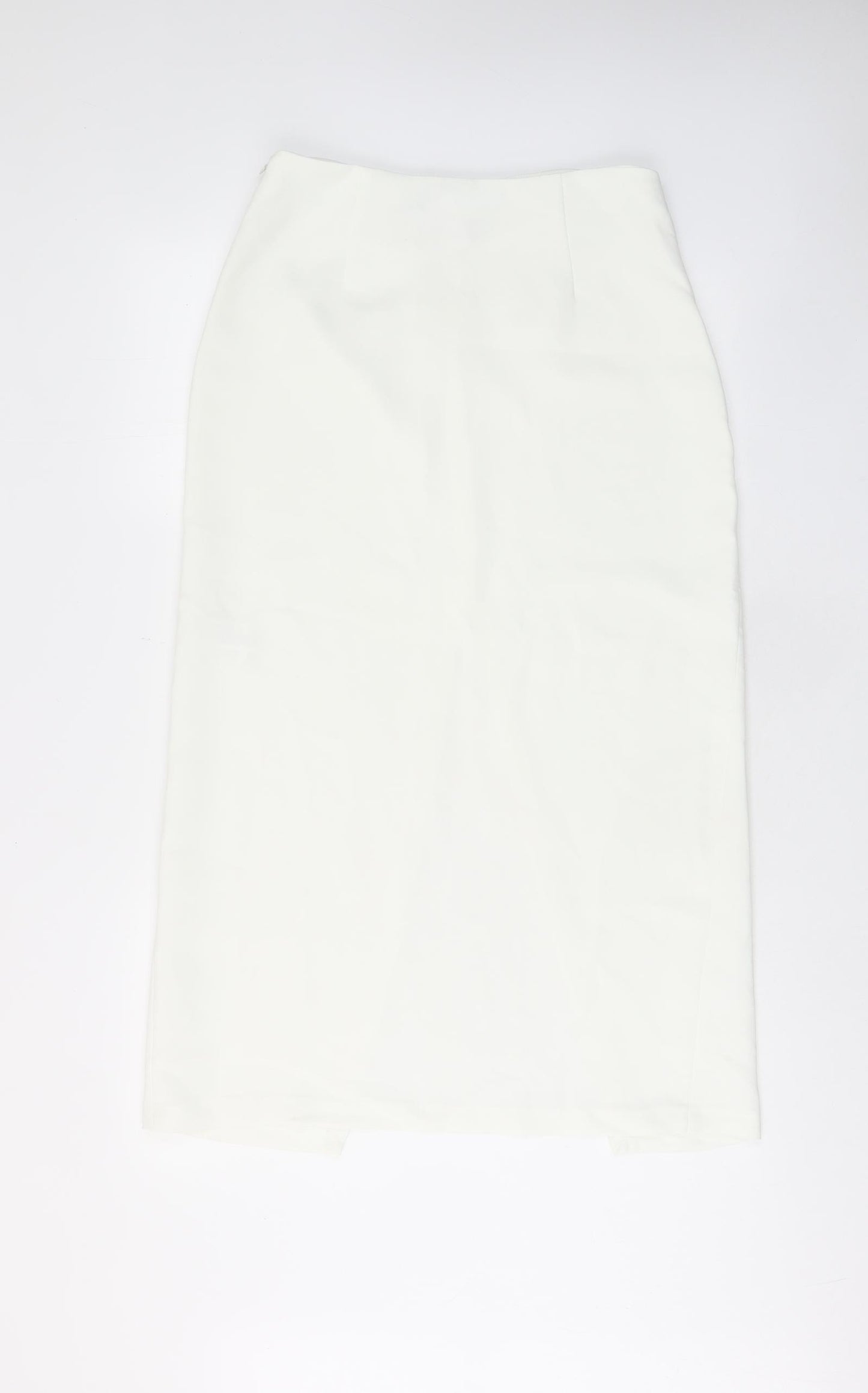 Zara Womens White Polyester A-Line Skirt Size S Zip - Slit
