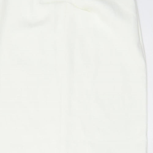 Zara Womens White Polyester A-Line Skirt Size S Zip - Slit