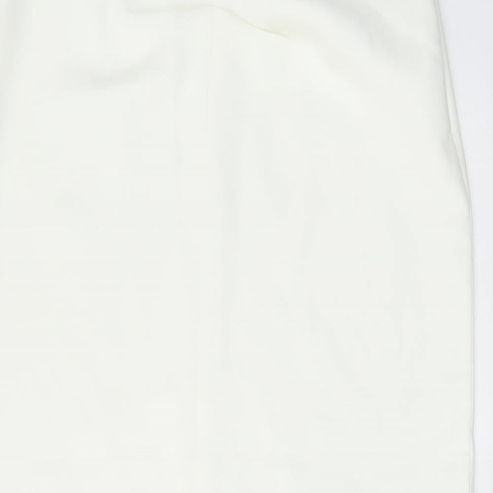 Zara Womens White Polyester A-Line Skirt Size S Zip - Slit