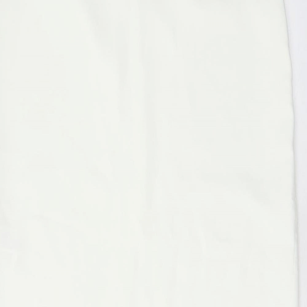 Zara Womens White Polyester A-Line Skirt Size S Zip - Slit