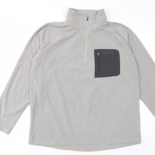 Technicals Mens Gold Polyester Pullover Sweatshirt Size L - Logo, Embroided, Zip