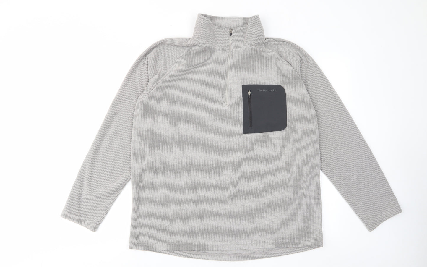 Technicals Mens Gold Polyester Pullover Sweatshirt Size L - Logo, Embroided, Zip